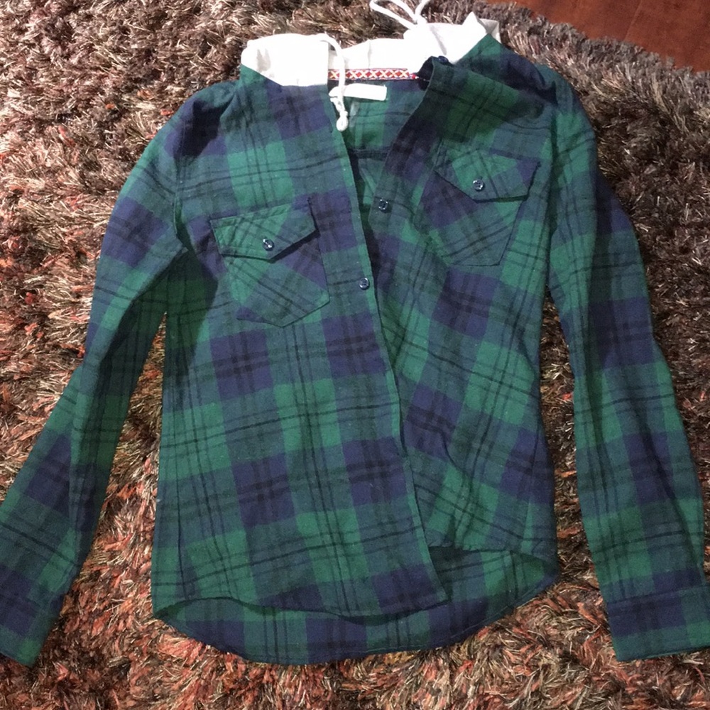 Green Hooded Flannel.